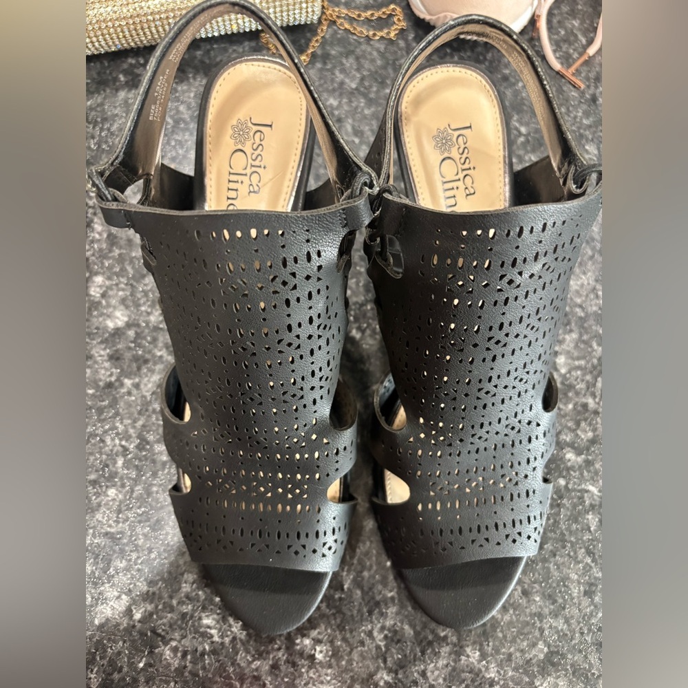Jessica Simpson Black Perforated Heels